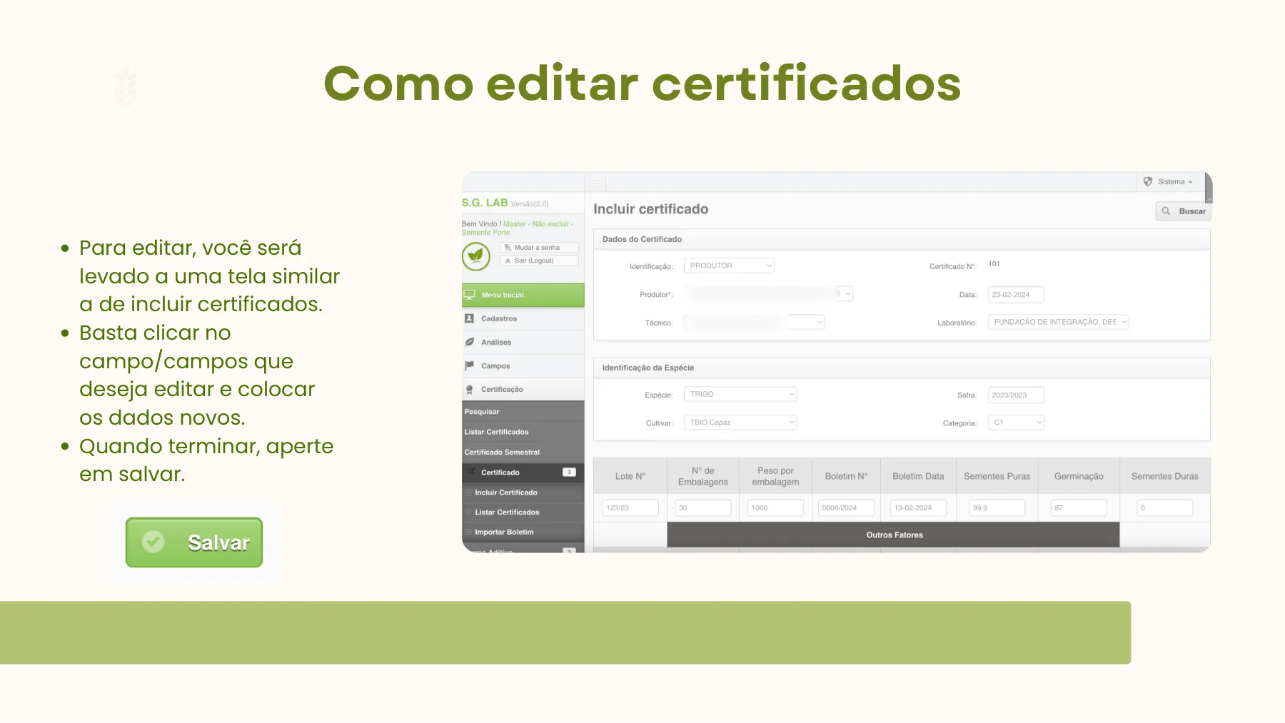 Tela real do SISLAB — Segurança e acesso